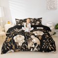 thumbnail image 3 of Homewish Gothic Halloween Skull Twin Duvet Cover,Vintage Baroque Floral Twin Bedding,Black Golden,Black Reversible,2-Piece,1 Duvet Cover and 1 Pillowcase, 3 of 6