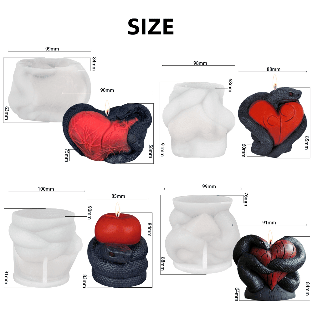 4Pcs Silicone Candle Molds, Resin Casting Molds for Epoxy Resin, Realistic Horror Atmosphere Snake-Shaped Molds for DIY Candle Clay Resin Halloween Home Decoration