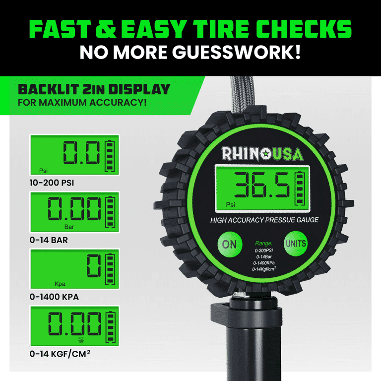 MERLIN Digital Tire Inflator With Pressure Gauge – 0-150 PSI, 12V, USA Seller