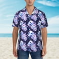 thumbnail image 2 of Fotbe blue starry sky Skull flower Hawaiian Shirt for Men Unisex Summer Beach Casual Short Sleeve Cotton Linen Button Down Shirts-Large, 2 of 5