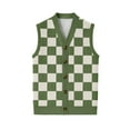 thumbnail image 7 of Kixjoy Men's Sweater Vest Warm Knit Sleeveless Pullovers Sweater Formal Plaid Ribbed V Neck Sweaters Loose Fit Going Out Stretch Vest Top, Army Green 4XL, 7 of 7