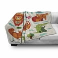 thumbnail image 3 of Zoo Soft Flannel Fleece Throw Blanket, Funny Animals and Birds with Native Ornaments Childish Composition Kids Nursery, Cozy Plush for Indoor and Outdoor Use, 50" x 70", Multicolor, by Ambesonne, 3 of 6