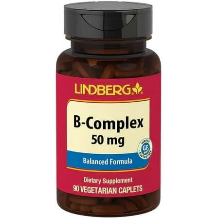 Vitamin B Complex | 50mg | 90 Caplets | With Biotin and Folate | by Lindberg