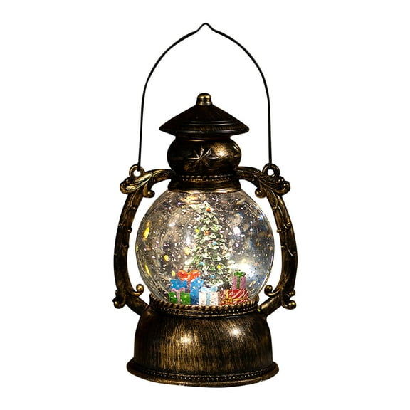 Christmas Horse Lantern Snow Globe with Music Snow Globe with USB Operation Water Swirl and Sparkling Snow Lights Suitable for Indoor Brown A,500ml