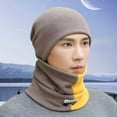thumbnail image 2 of Beanie Hat Scarf 2Pcs/Set Coldproof Windproof Classic Fashion Color Matching Neck Warmer Beanie Hat Set, 2 of 5
