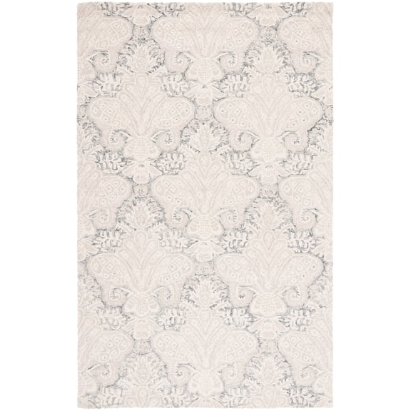 SAFAVIEH Micro-Loop Deziree Floral Area Rug, Charcoal/Ivory, 5' x 8'