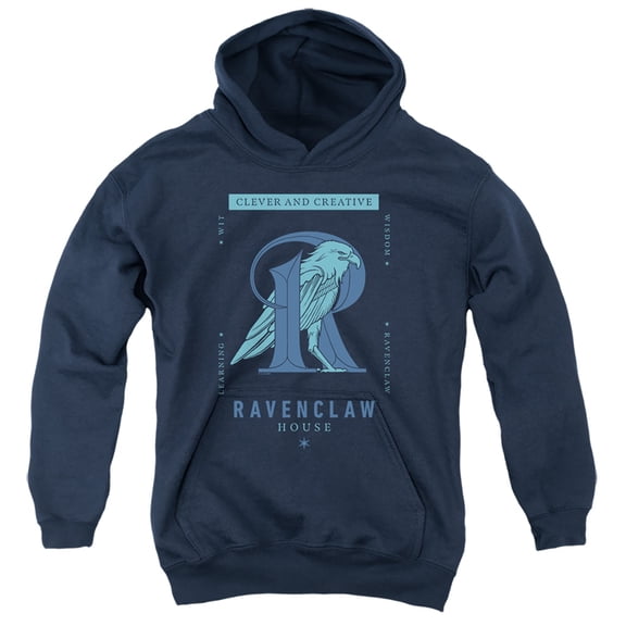 Harry Potter Ravenclaw Clever and Creative Youth Kids Boy/Girls Pull-Over Hoodie, Navy, X-Large