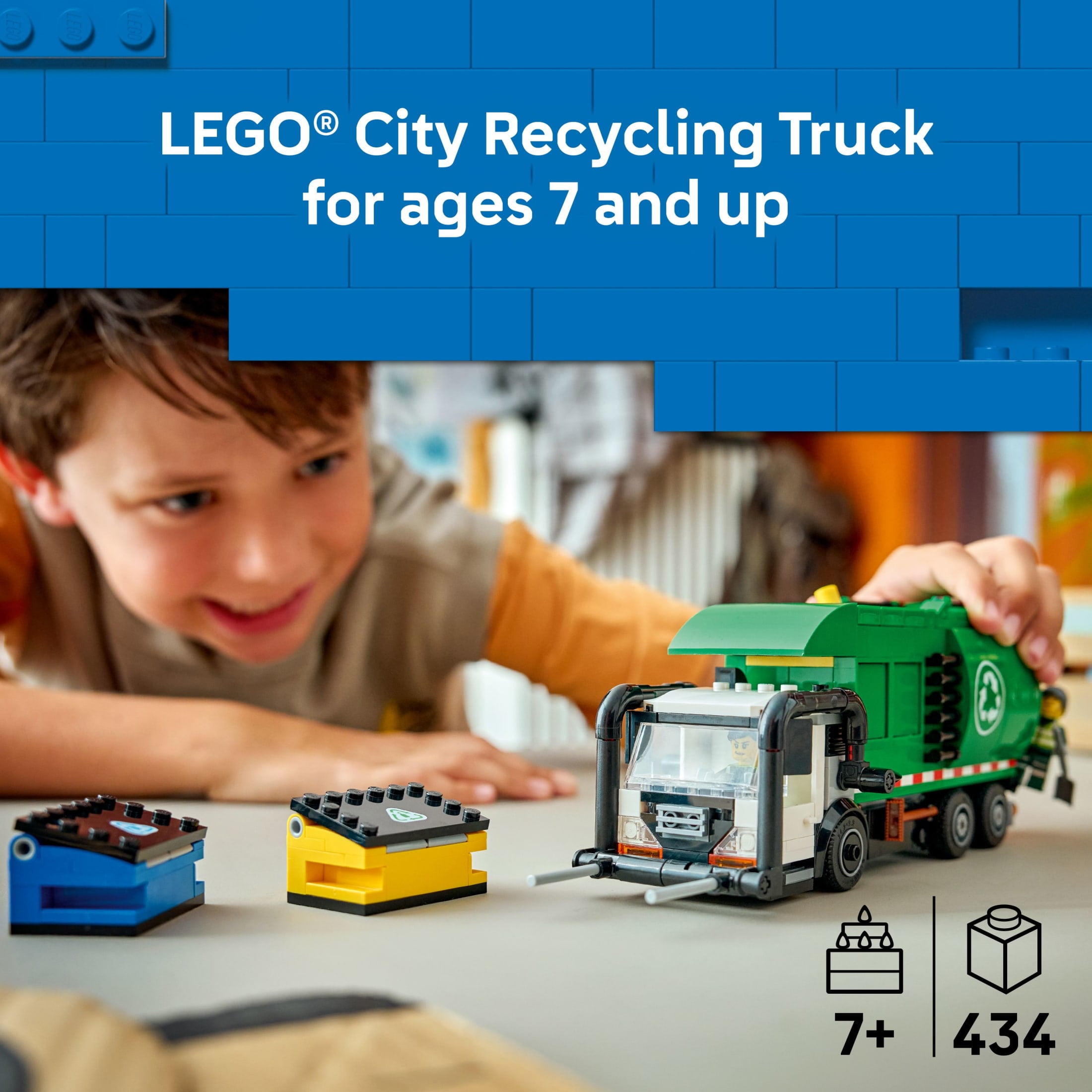 LEGO City Recycling Truck Toy - Building Set for Boys & Girls, Ages 7+ - Trash Truck Toy W/ Garbage Loading Function - Birthday Gift Ideas for Kids - 60495