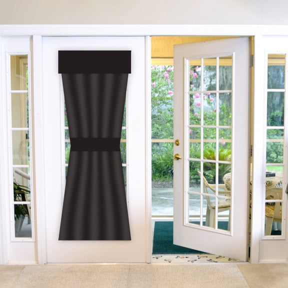 Blackout Door Curtains, Privacy Thick Door, Thermal Insulated Door Shades for Small Windows Door Sidelight Glass, W26 x L68 inch, 1 Panels, Black