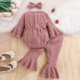 thumbnail image 7 of TOWED22 Baby Girl Clothes Newborn Fall Outfits Ruffle Knitted Long Seeve Romper Top & Flare Pants Sets,6-9 M, 7 of 7
