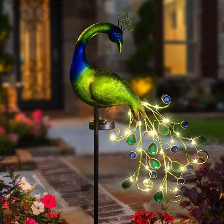 

Metal Peacock Garden Solar Lights 300mAh Outdoor Decorative Garden Stake Lights Metal Peacock Decor Solar Garden Lights Solar Peacock Stake for Outdoor Patio Yard Decorations