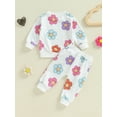thumbnail image 3 of FEORJGP Little Girl 2Pcs Casual Outfits 0 6M 12M 18M 2T 3T Toddler Baby Long Sleeve Pullovers Bow/Floral Print Sweatshirts Crew Neck Tops + SweatpantsCute Comfy Daily Clothes for Spring Fall, 3 of 8