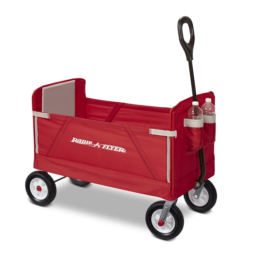 Radio Flyer, 3-in-1 Off-Road EZ Fold Wagon, Rubber Wheels, Red ...