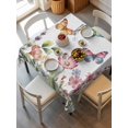 thumbnail image 6 of Pink Flowers Table Cloth, Waterproof Tablecloth for Square Tables, Spring Floral Butterfly Elegant Pastoral Reusable Washable Fabric Table Cover for Restaurant Kitchen Dining Tables 60"x60", 6 of 9