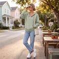 thumbnail image 6 of Quarter Zip Sweatshirt Women Half Zipper Workout Oversized Hoodies with Pocket Lightweight Y2K Pullover 2026 Tops Mint Green S, 6 of 9