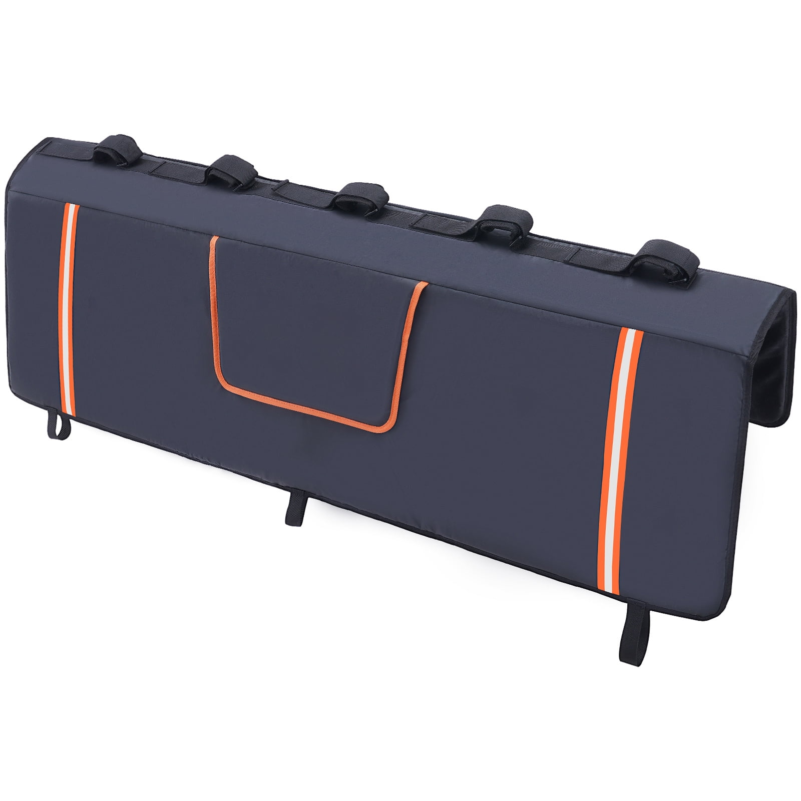 KFFKFF Tailgate Cycling Mat, 53" Pickup Rear Gate Cushion for Transporting 5 Bicycles, with Reflective Accents & Storage Compartments, Rear Gate Cover with Camera Slot for Mid-Size Truck
