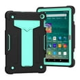 thumbnail image 3 of Dteck Shockproof Case For Kindle Fire HD 8 / HD8 Plus (10th Generation, 2020), Heavy Duty Rugged Hybrid Case High Impact Kickstand Protective Cover (no built-in screen protector), Black + Mint, 3 of 5