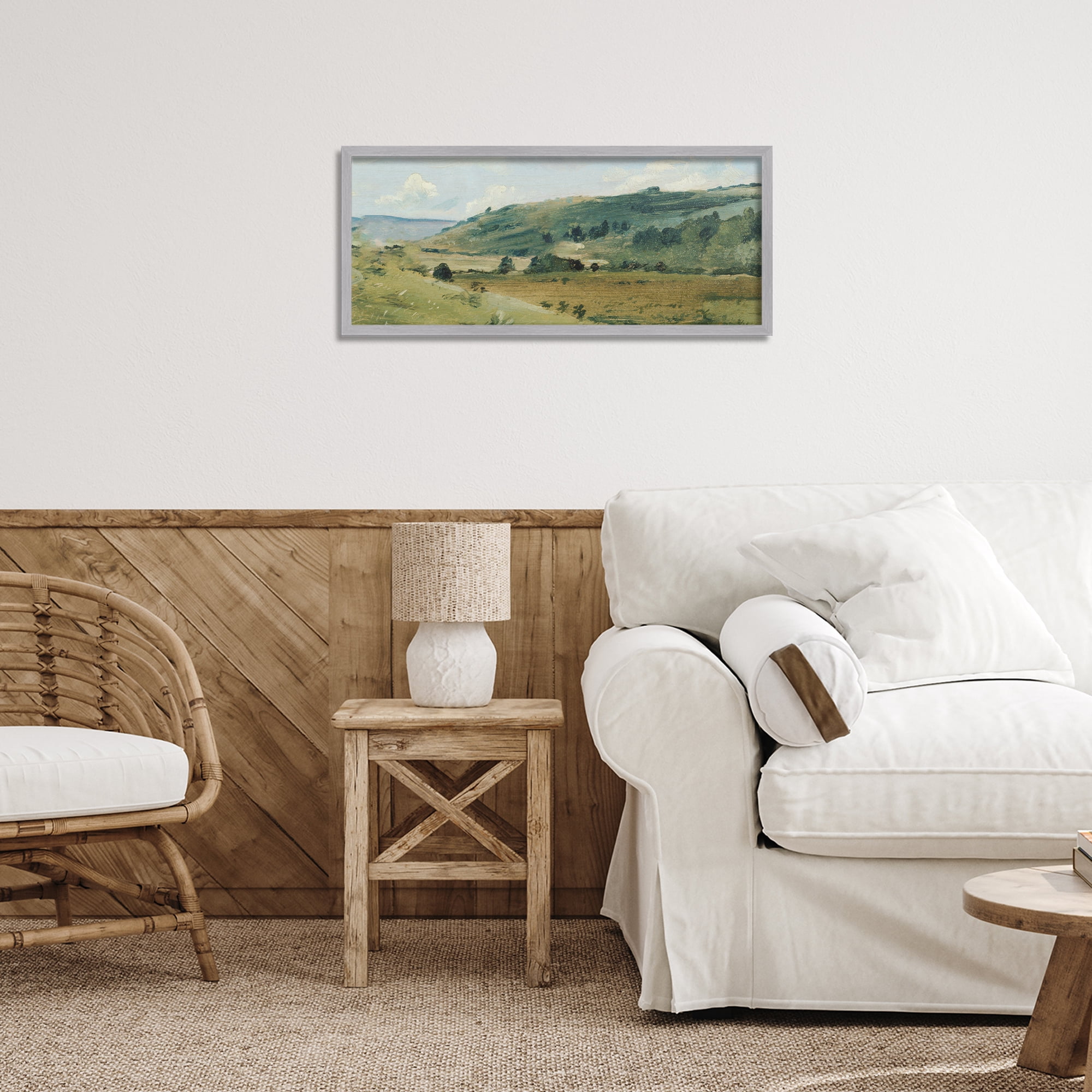 Stupell Industries Tree Dotted Countryside in Summer Gray Framed Giclee Art, design by Lucille Price