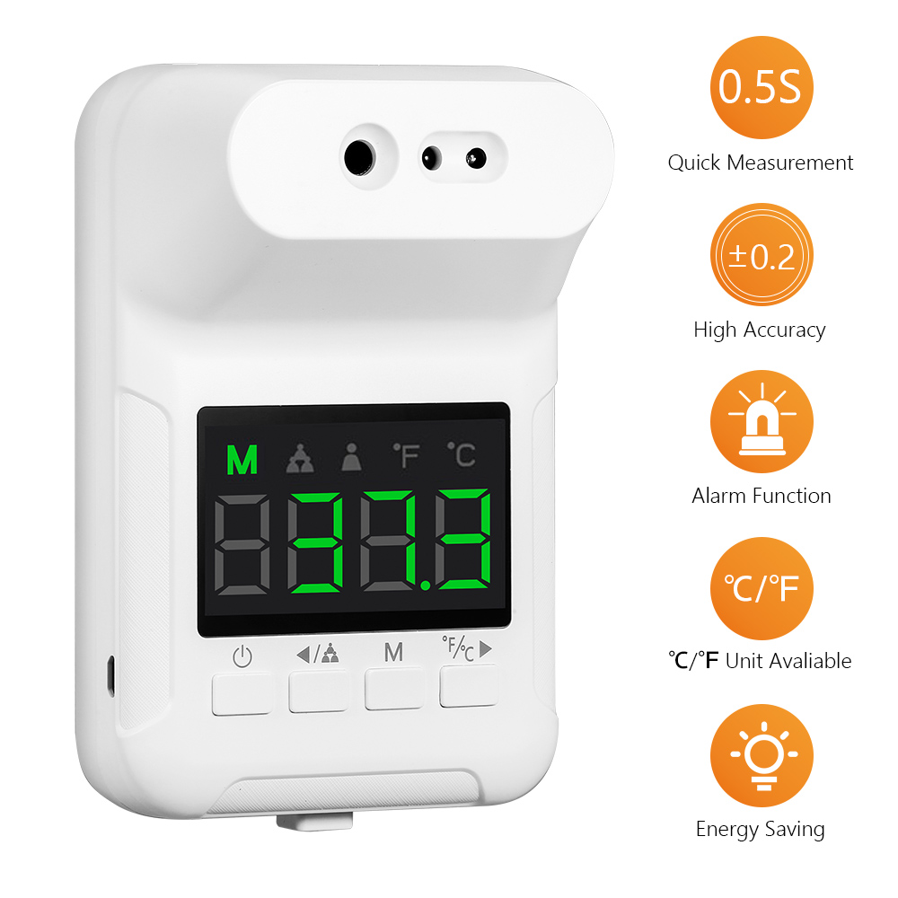 Wall-Mounted Infrared Forehead Thermometer with LCD Display YUNJIN Wall Mounted Non-Contact Digital Thermometer for Babies and Adults School /& Office Fever Alarm for Home 1 Pack