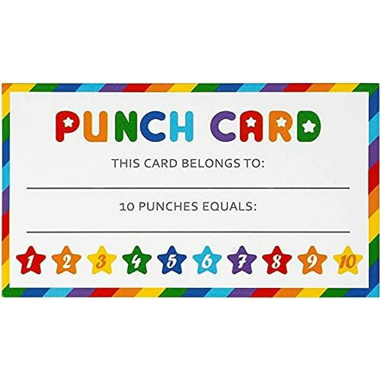 Juvale Rainbow Punch Card for Kids, Classroom Incentive Rewards (3.5 x 2  in, 60 Pack) 