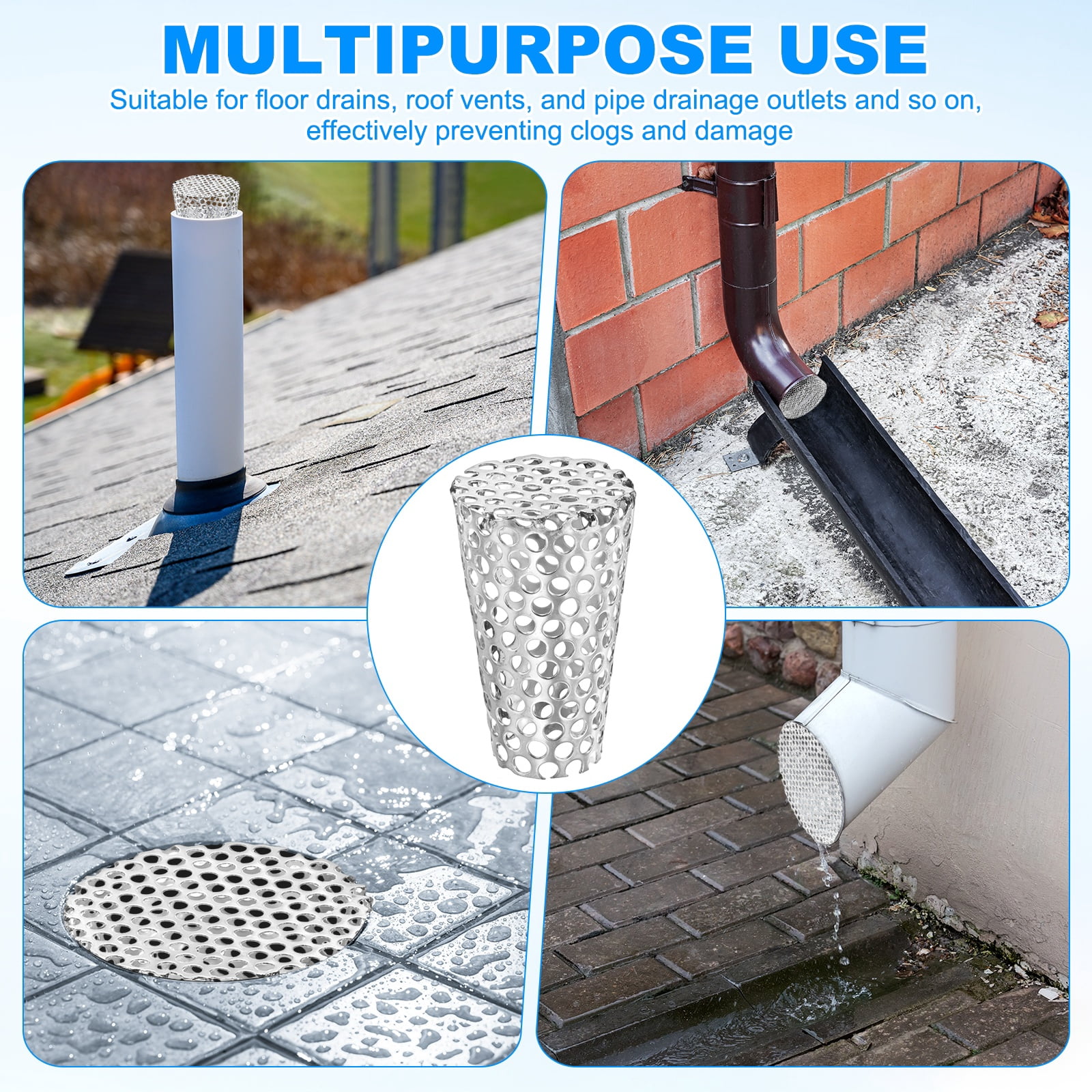 Uxcell 3-Pack Termination Mesh Screen Vent Covers, 1.97-1.18 Inch ID Stainless Steel Conical Exhaust Pipe Cover Strainer for Preventing Birds/Leaves from Entering