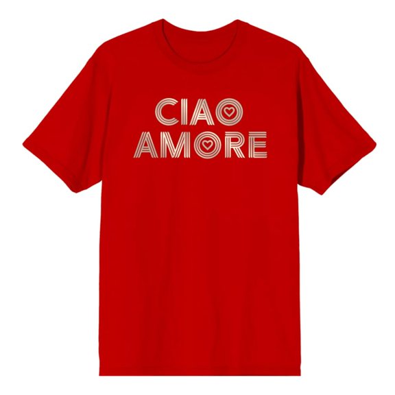 Ciao Amore Adult Red Crew Neck Short Sleeve Tee-Medium