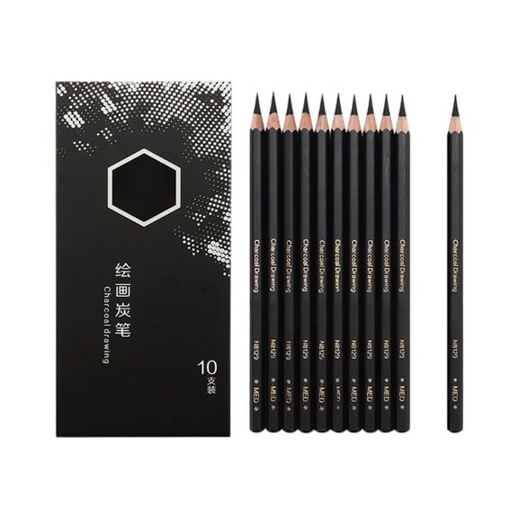 10Pcs Professional Sketch Pencils Wood Drawing Pencil Sketching Charcoal Pencils For Artists Beginner Drawing Sketching