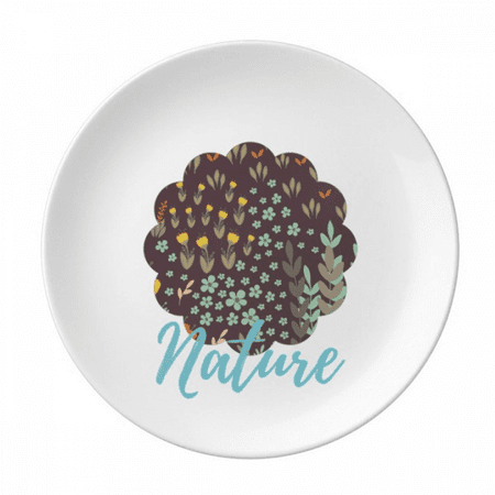 

Brown Flower Paint Plate Decorative Porcelain Salver Tableware Dinner Dish
