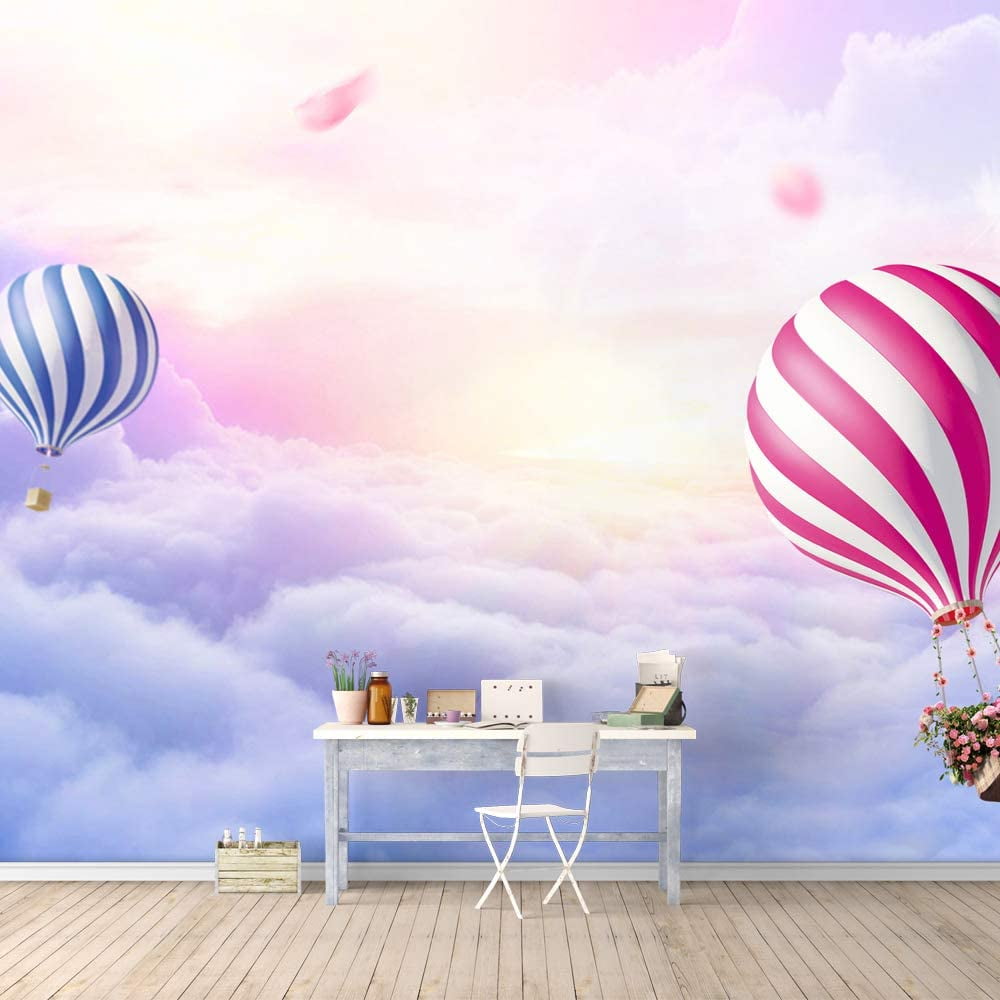 Idea4wall 4pcs Hot Air Balloon Peel and Stick Wallpaper Removable Wall