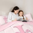 thumbnail image 5 of Castle Fairy Initial L 2pcs Bedding Comforter Set,Kawaii Bow Twin Comforter Sets,Dreamy Princess Breathable Bedding Set,Luxury Girls Bedroom Decor,Reversible, 5 of 8