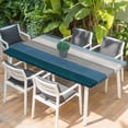 thumbnail image 2 of Blue Ombre Wooden Table Cloths for 5 Foot Rectangle Tables, Farmhouse Retro Wood Gradient Patio Waterproof Elastic Fitted Tablecloths, Washable Rectangular Table Cover for Camping, 2 of 8