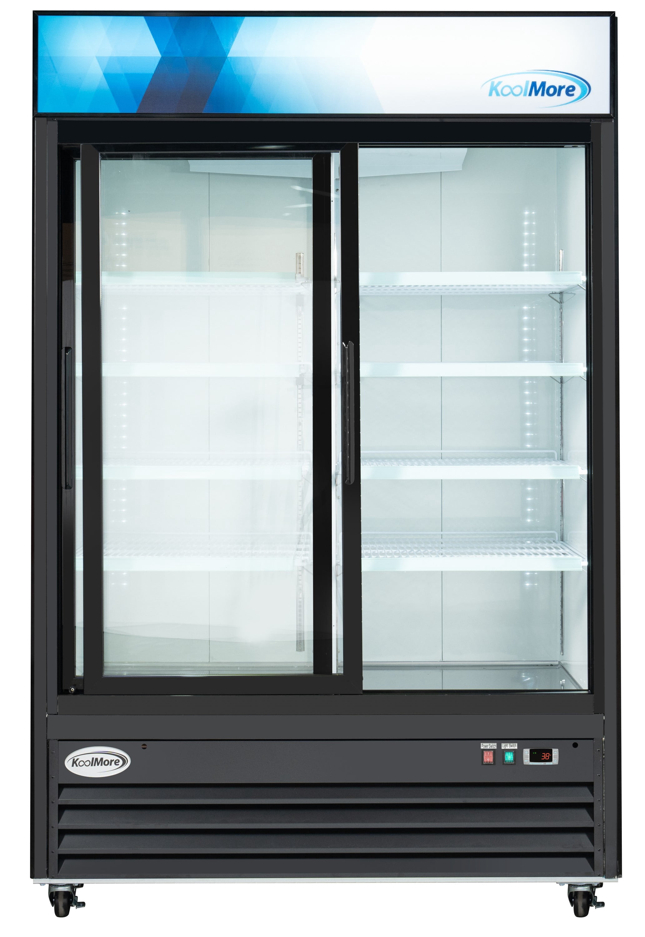 KoolMore 53 in. Commercial Two-Glass-Door Display Refrigerator Merchandiser with LED Lighting - 45 Cu. ft.