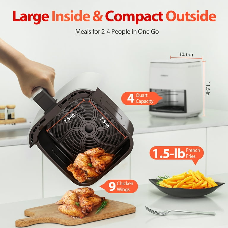 Air Fryers 4 Qt, Fabuletta 9 Cooking Functions Smart Air Fryers, Shake  Reminder, Powerful 1550W Electric Hot Air Fryer,Tempered Glass Display