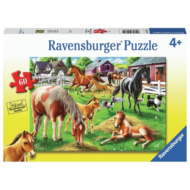 Rompecabezas Ravensburger Happy Horses, 60 piezas para niños de 4 a 8 años