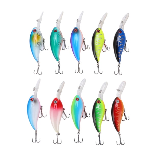 Señuelo de pesca NikouMX 10 Uds Crankbait artificial 3D para lubina