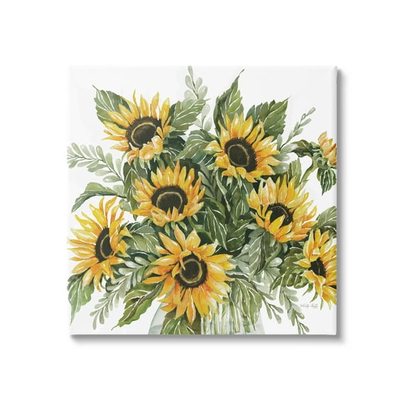 Stupell Industries Bold Sunflower Bunches Floral Country Blossom Bouquet Graphic Art Gallery Wrapped Canvas Print Wall Art, Design by Cindy Jacobs