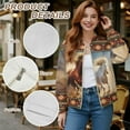 thumbnail image 6 of Xoenoiee Women Bomber Jacket with Pockets Stand Collar Cropped Coat Lightweight Zip Up Jacket Streetwear for Fall Winter, Aztec Ethnic Tribal Horses, 3X-Large, 6 of 7
