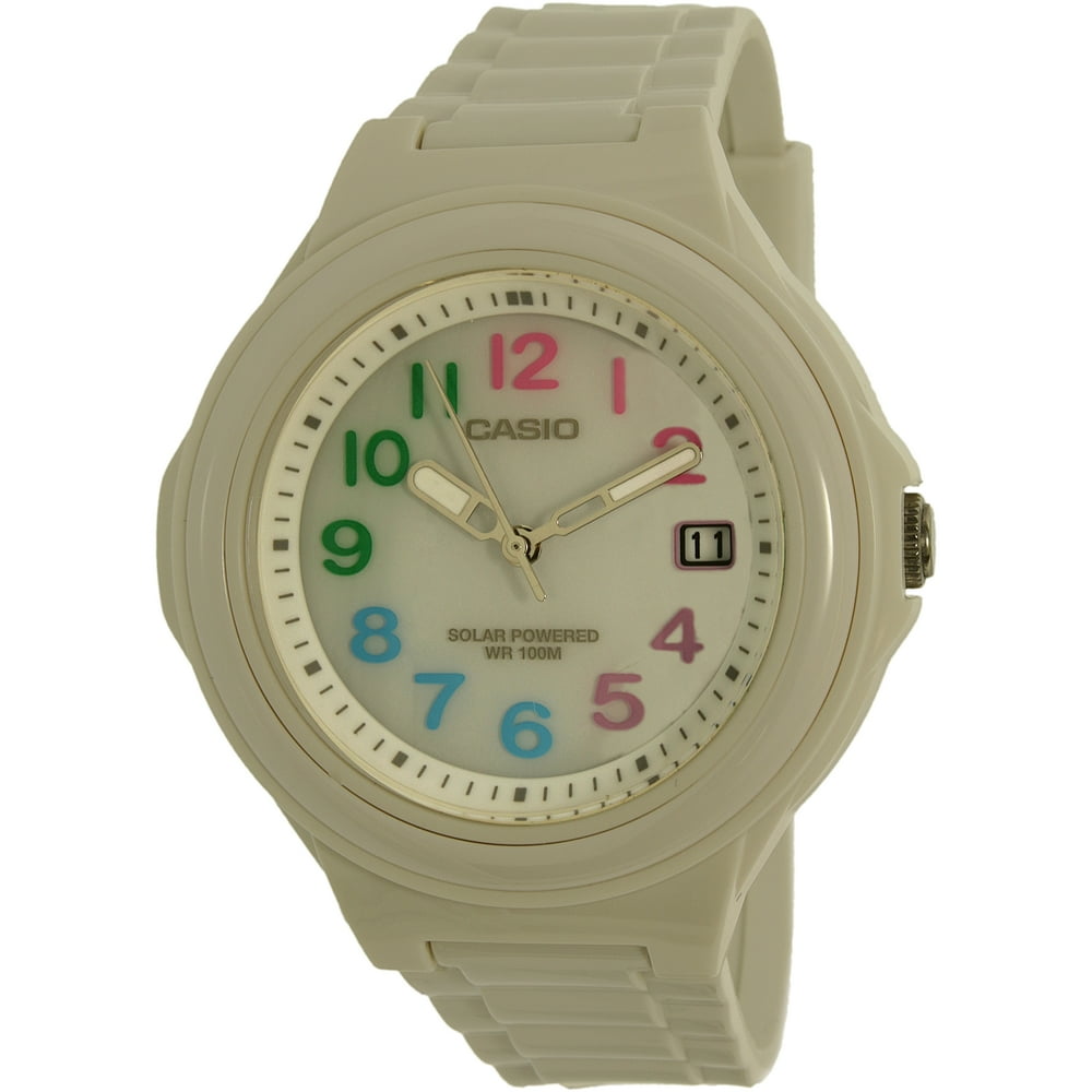 Casio Women's SolarPowered Watch, MultiColored Numerals with White