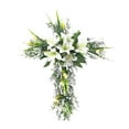 thumbnail image 1 of Guirnalda de lirios con forma de cruz de Pascua, decoración colgante, adorno para puerta delantera, señal de bienvenida, flor Artificial para, 1 of 7