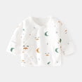 thumbnail image 2 of Zwiiyzr Newborn for Infant Boys Girls Unisex Summer Fall Cotton Baby Clothes Long Sleeve Side-Snap Kimono Tops 0-3 Months White, 2 of 3