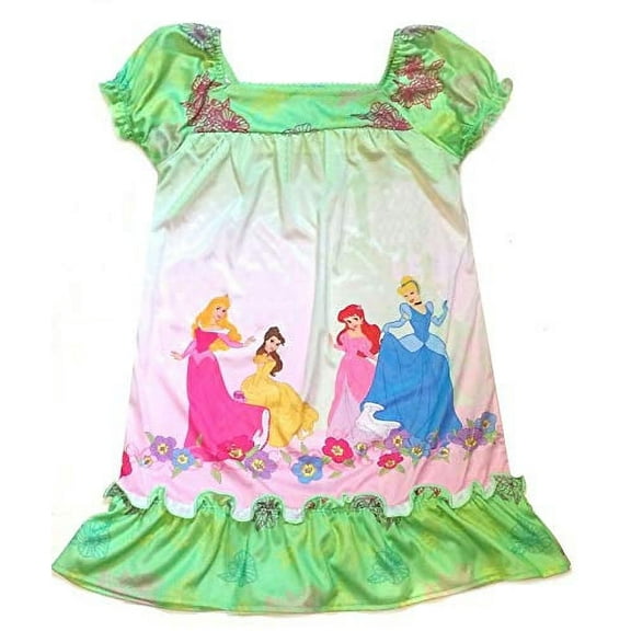 Disney Girl's Princess Greeen Floral Nightgown, Gown, Size 5