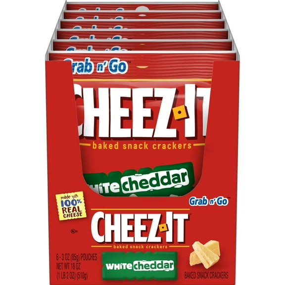 Cheez-It White Cheddar Cheese Crackers, Baked Snack Crackers, 6 Count