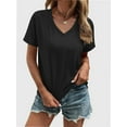 thumbnail image 2 of Women's T Shirts V Neck Casual Short Sleeve Summer Basic Tops Tees, 2 of 5