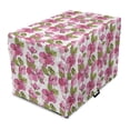 thumbnail image 1 of Pink Floral Dog Crate Cover, Blooming Flowers on Abstract Geometric Shapes, Easy to Use Pet Kennel Cover Small Dogs Puppies Kittens, 7 Sizes, Pale Olive Green Pink, by Ambesonne, 1 of 6