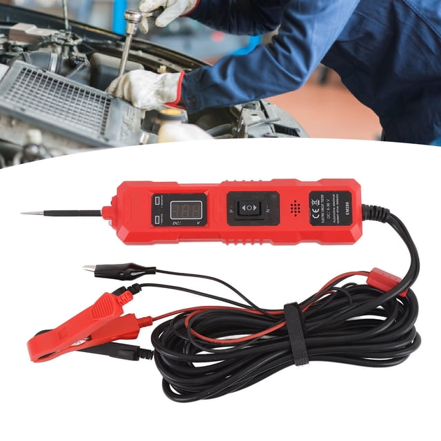 Car Circuit Tester, DC 6 to 36V Multifunctional High Sensitivity with 2 Clips Power Circuit Probe Tester for Vehicles