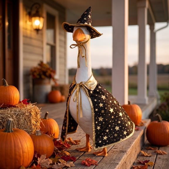 Qwtwty Halloween Porch Goose Clothes for 23" Lawn Statue, Lawn Porch Goose Costume Holiday Decor Outfit for Outdoor Patio Yard Garden Decor
