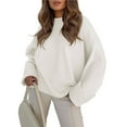 thumbnail image 2 of Women's Oversized Long Sleeve Fuzzy Knit Casual Chunky Pullover Sweater Fall Outfits Clothes White S, 2 of 9