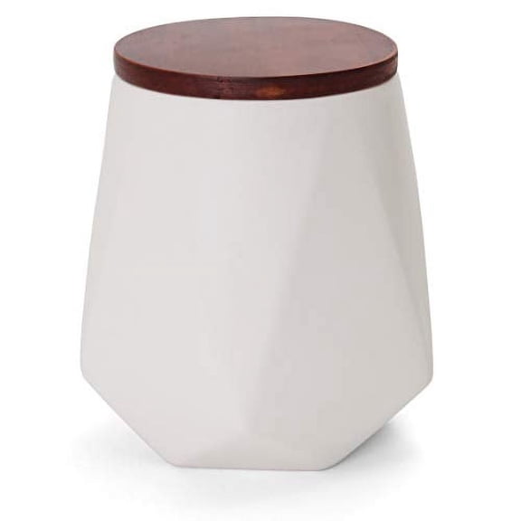 Belari Faceted Storage Canister - Food Storage Container for Kitchen Organization - Ceramic Kitchen Storage Containers - Kitchen Canisters - Kitchen Counter Organizers and Storage (Large, White)