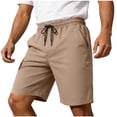 thumbnail image 3 of Yievot Cotton Linen Shorts for Men Casual Drawstring Elastic Waist Lightweight Summer Beach Shorts with Pockets, 3 of 8