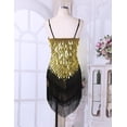 thumbnail image 5 of Zaldita Womens Sequins Tassel Flapper Ballroom Dress Asymmetric Fringe Tango Latin Dance Dress Black&Gold One_Size, 5 of 7